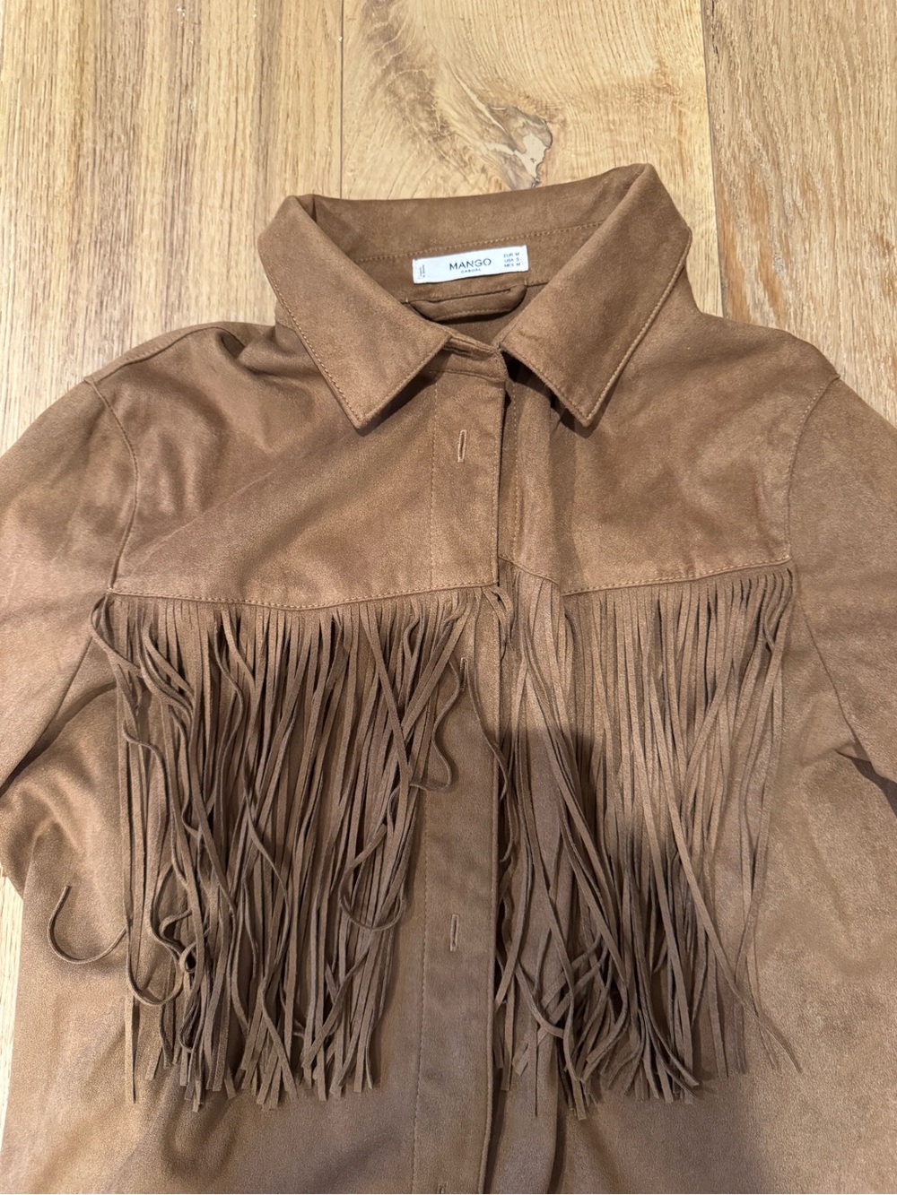 Mango Brown Suede Fringe Jacket for Women